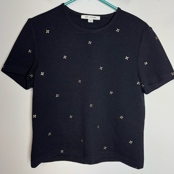 Marc Jacobs Tops - St. John Knit Top Short Sleeve embellished Small